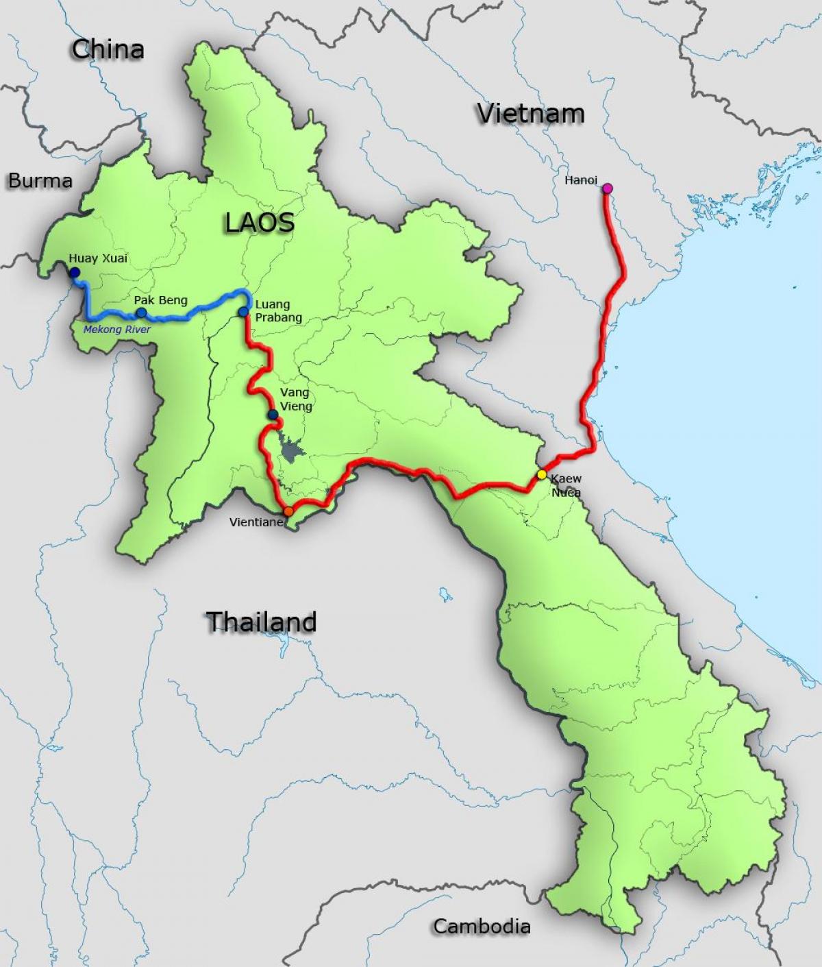 mekong v laosu mapě