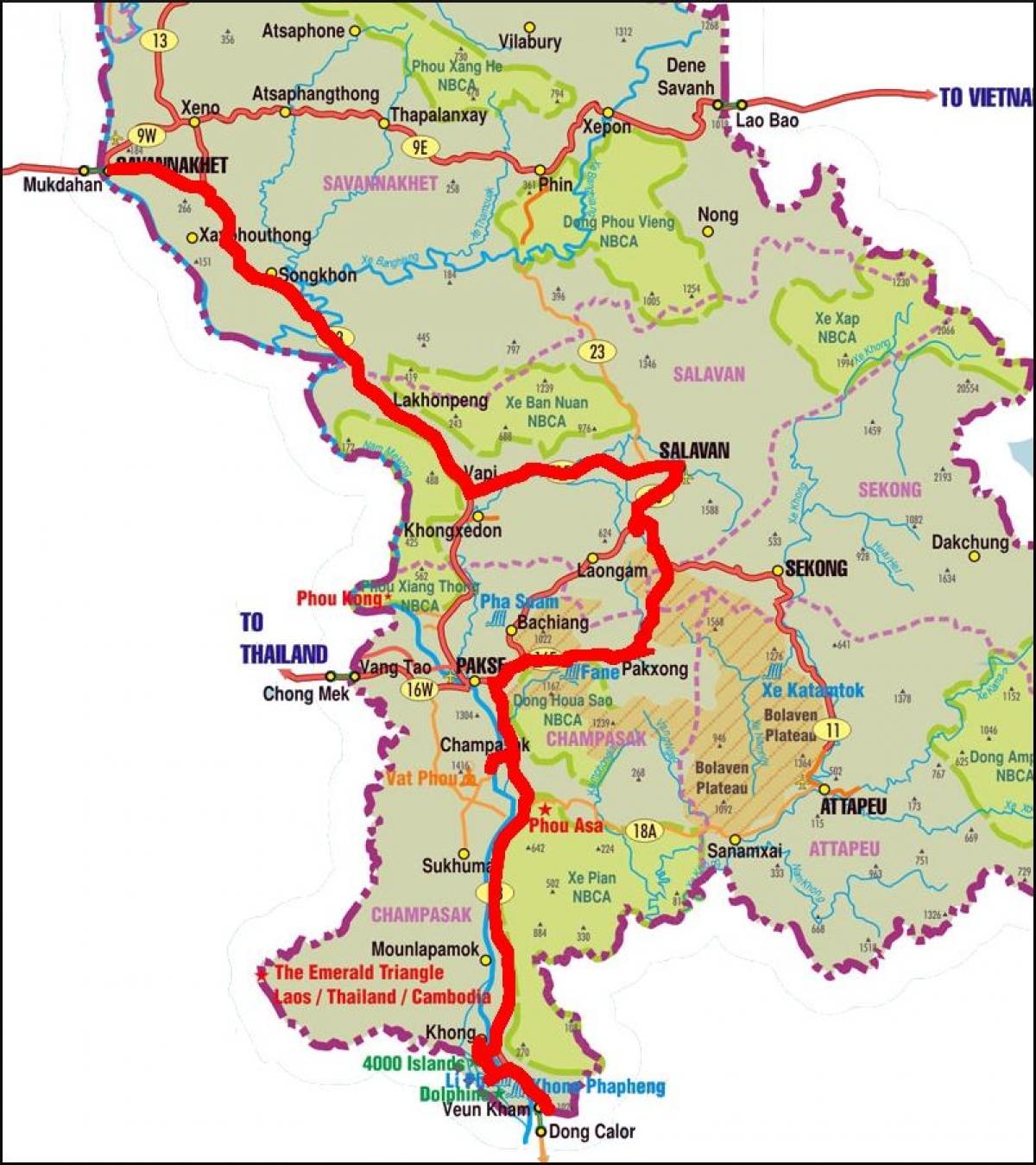 Mapa savannakhet, laos