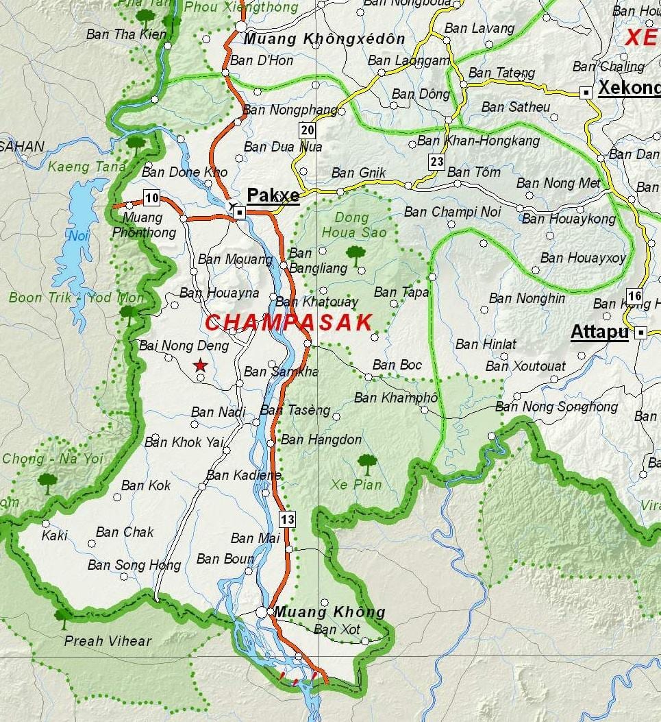 Mapa champasak, laos