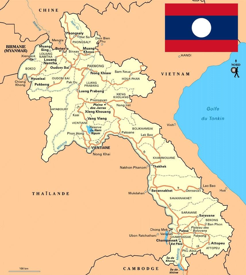Mapa jižní laos