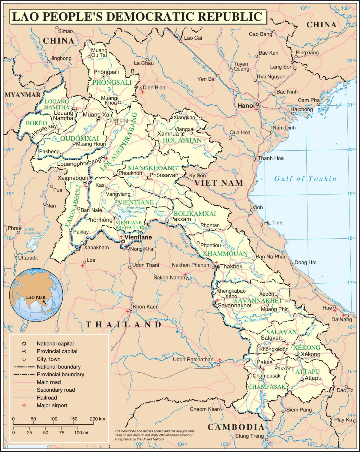 Mapa laosu silnici