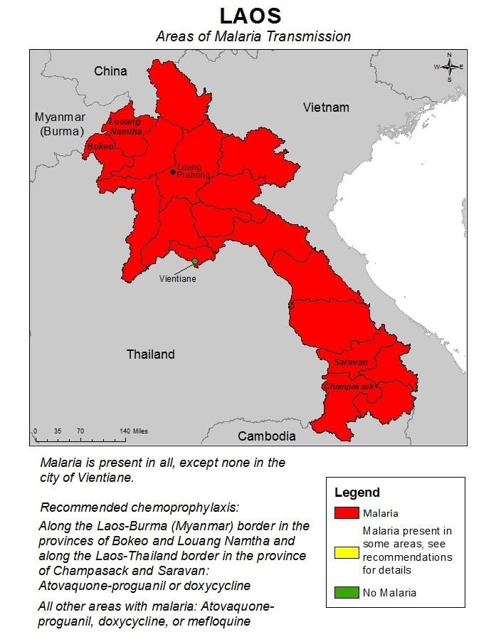 Mapa laosu malárie