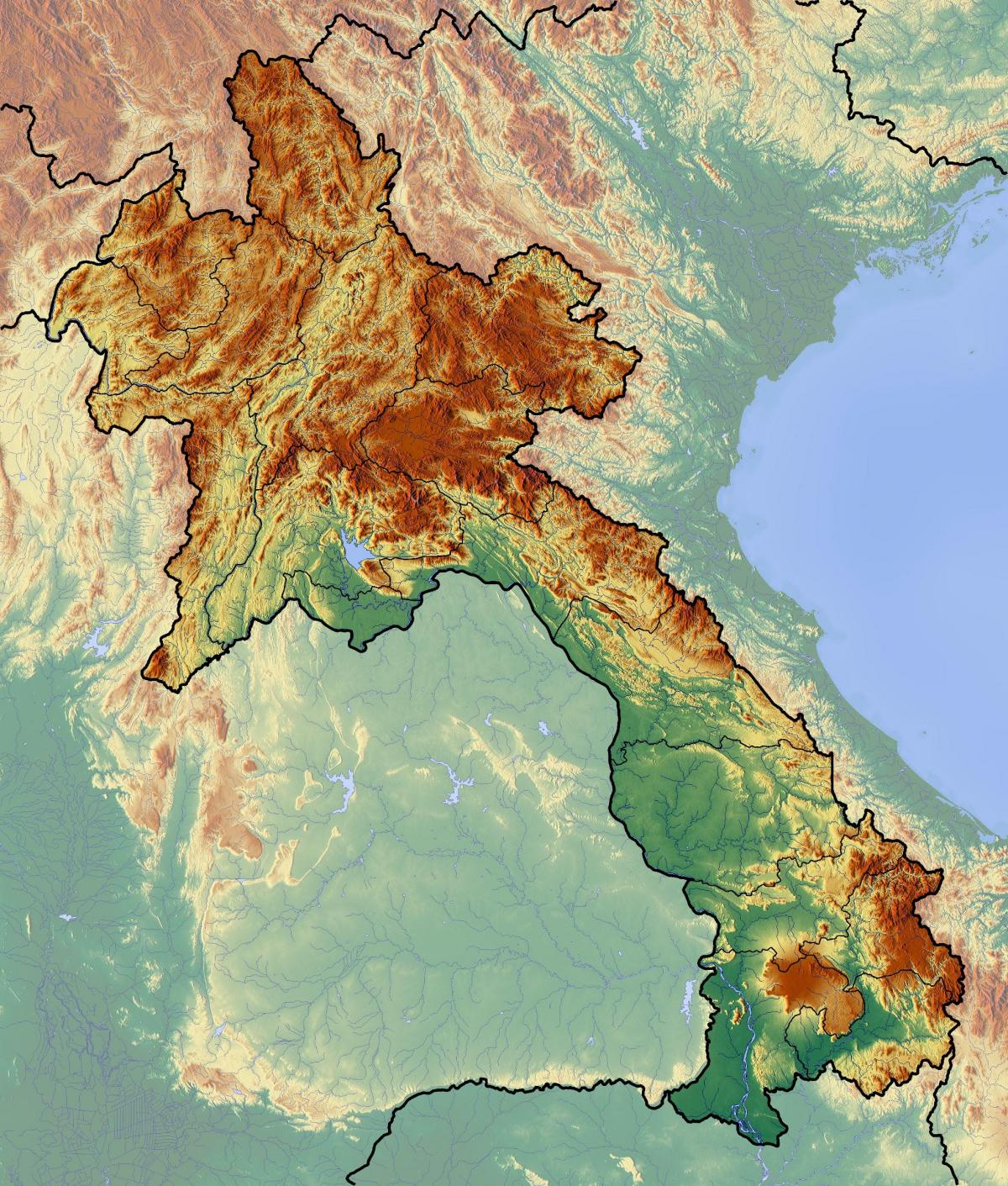 Mapa laosu topografické