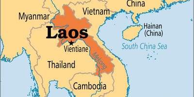 Laos, země na mapě světa