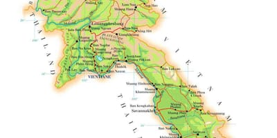 Mapa laosu fyzické 