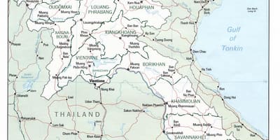 Laos mapa s městy