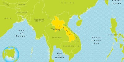 Laos umístění na mapě světa