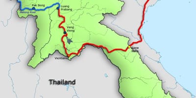 Mekong v laosu mapě